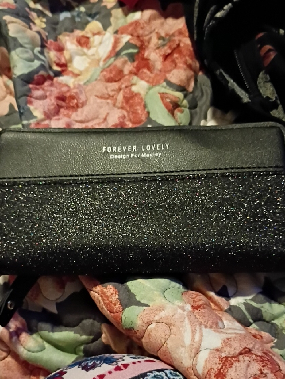 Black Glitter Crossbody Wallet